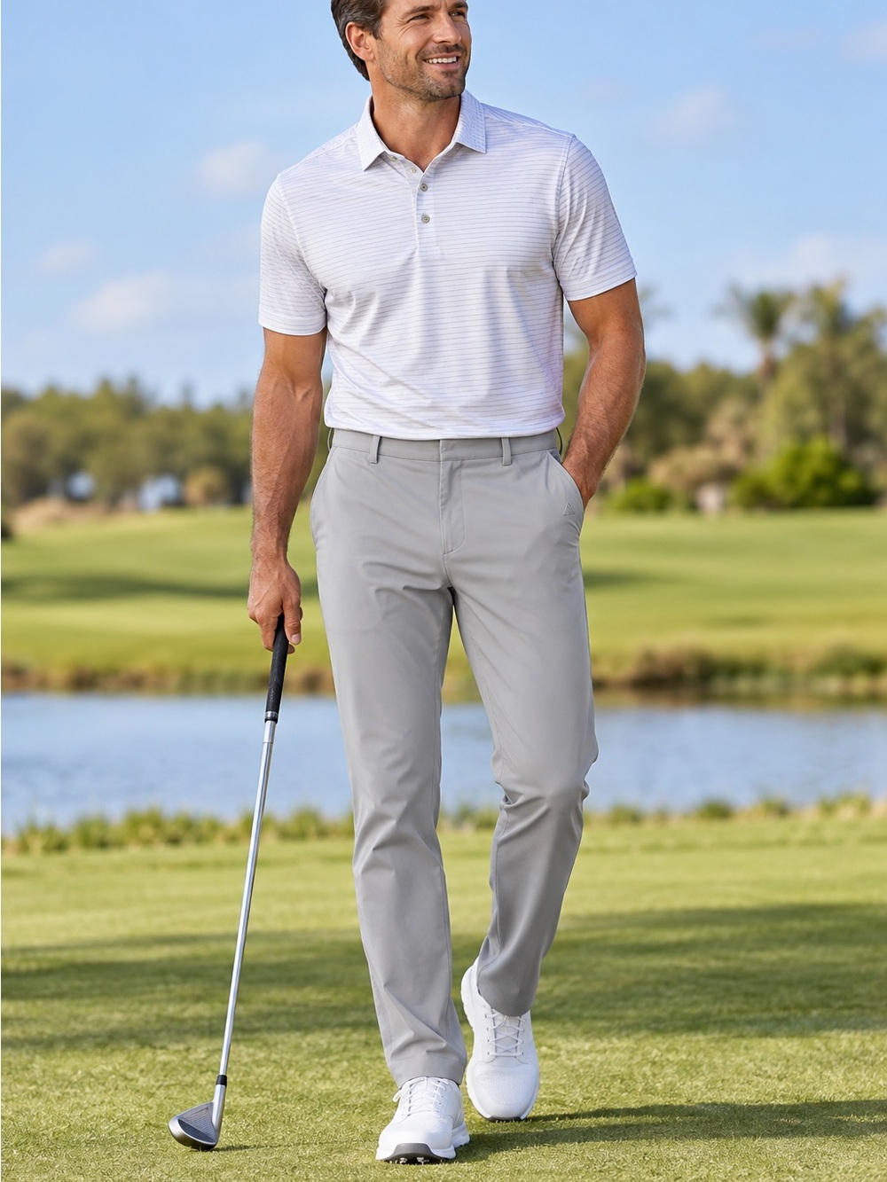adidas Light Gray Men's Lightweight Performance/Golf Chinos 34x30